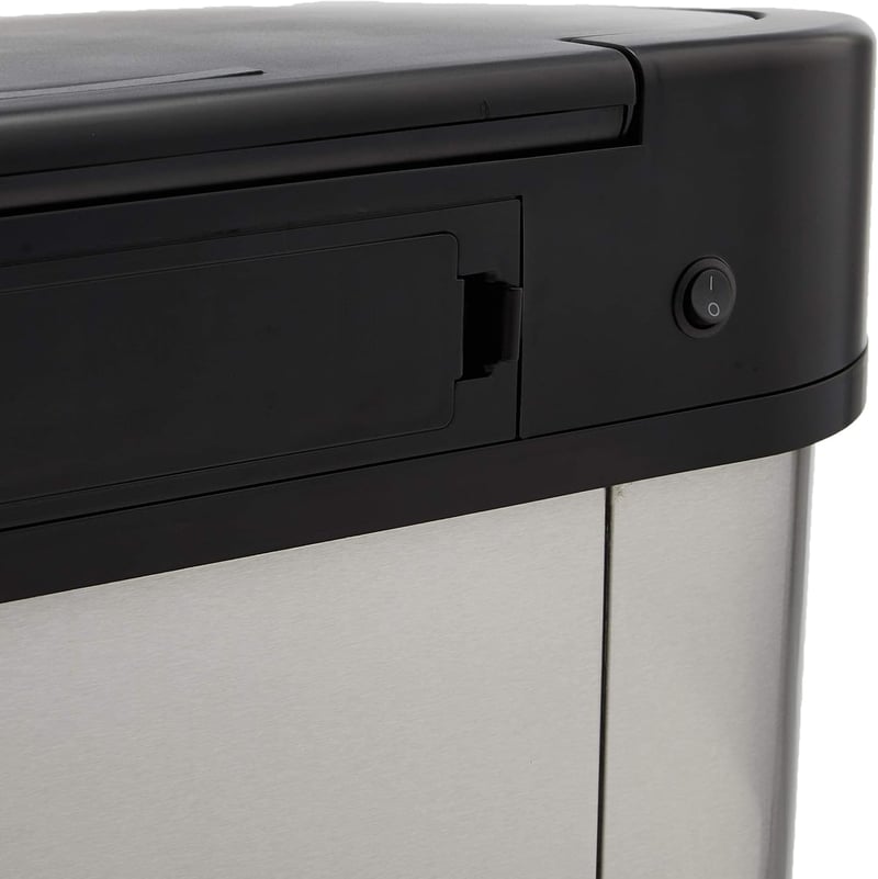 Amazon Basics 60L rozsdamentes acél szenzoros szemetes, fekete-ezüst - 60-Liter, Rectangular
