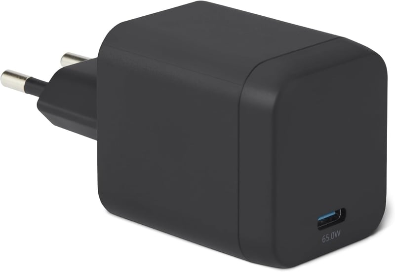 Amazon Basics 65W USB-C Hálózati Töltő GaN Technológiával - Gyorstöltés Laptophoz, Tablethez, Telefonhoz - black, 65 W one port