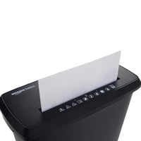 Distrugător de documente Amazon Basics cu tăiere fâșii, capacitate 8 coli - Distrugător pentru hârtie, CD-uri și carduri bancare, negru 3