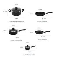 Amazon Basics set od 8 keramičkih posuda s neprijanjajućim slojem i poklopcima, za plinske i električne štednjake, crni 4