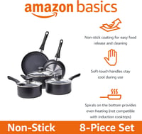 Amazon Basics 8 részes tapadásmentes edénykészlet fekete - 8-Piece, Non Stick 2
