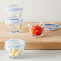 Amazon Basics ABL001 staklena posuda za pohranu s plavim poklopcem, 120 ml, set od 4 komada, prozirna 6