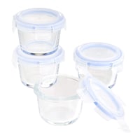 Amazon Basics ABL001 staklena posuda za pohranu s plavim poklopcem, 120 ml, set od 4 komada, prozirna 5
