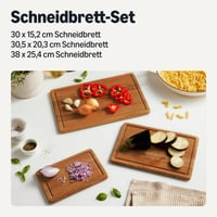 Súprava krájacích dosiek z akáciového dreva Amazon Basics, 3 ks, vopred naolejovaná súprava drevených kuchynských dosiek 2