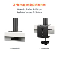 Amazon Basics nastaviteľný držiak na dva monitory, pre 13-32 palcové displeje, max. 10 kg/rameno, VESA 75x75/100x100, čierny 5