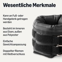 Greutăți reglabile pentru glezne și încheieturi Amazon Basics pentru bărbați și femei, 1,13 kg per bucată, set de 2 bucăți 2