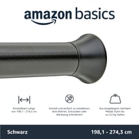 Nastaviteľná sprchová tyč Amazon Basics, 198 – 274 cm, čierna, napínacia tyč do kúpeľne 2