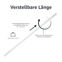 Nastaviteľná sprchová tyč Amazon Basics, 61 – 91 cm, biela, napínacia tyč do kúpeľne 3