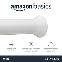Nastaviteľná sprchová tyč Amazon Basics, 61 – 91 cm, biela, napínacia tyč do kúpeľne 2