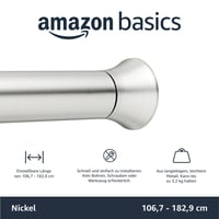 Amazon Basics podesiva šipka za zavjesu za tuš, zatezna šipka, 107-185 cm, boja nikla, nehrđajući čelik 2