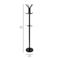 Amazon Basics Stojan na oblečenie a klobúky, 8 háčikov, čierny, 29,5 x 29,5 x 167 cm, so stojanom na dáždniky — škrabance (stav: pozri 2. obrázok) 7