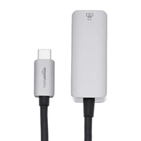 Hliníkový USB-C na RJ45 gigabitový ethernetový adaptér Amazon Basics pre rýchle sieťové pripojenie, sivý, 5,3x2,1x1,5 cm 2