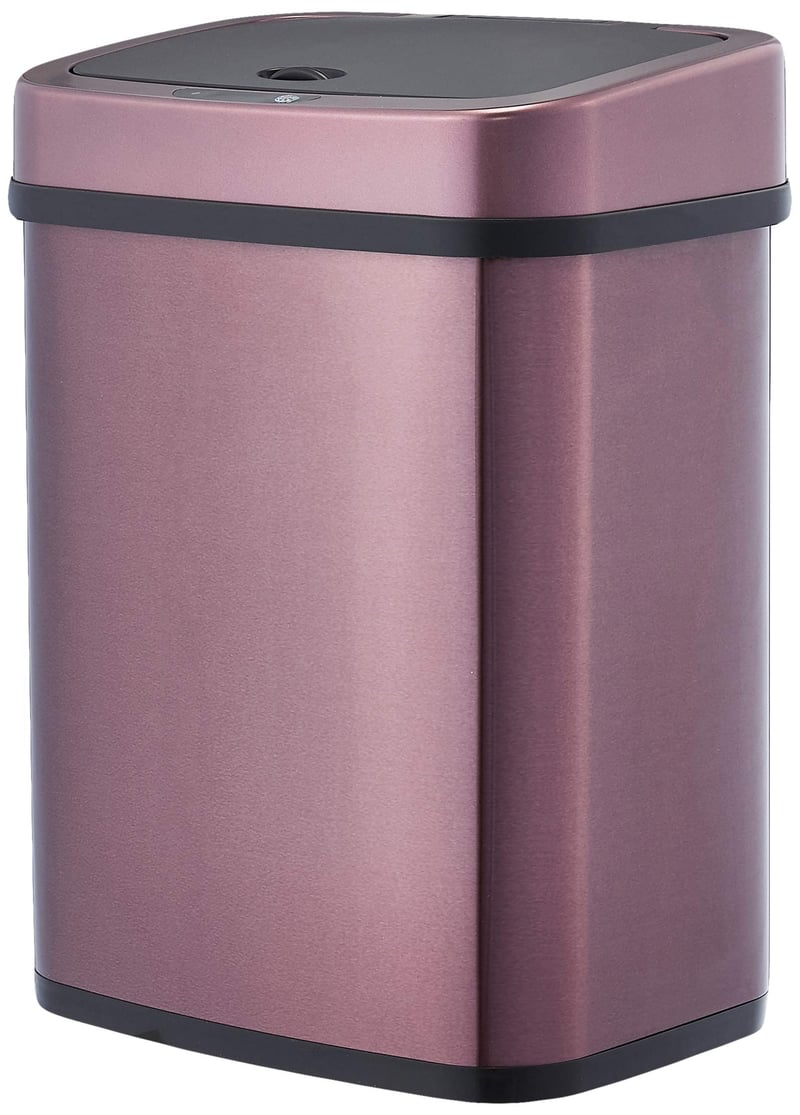 Amazon Basics Automatikus Rozsdamentes Acél Szemeteskuka, Szögletes, 12 literes, Burgundi Vörös