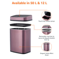 Amazon Basics Automatikus Rozsdamentes Acél Szemeteskuka, Szögletes, 12 literes, Burgundi Vörös 4