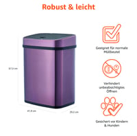 Amazon Basics Automatikus Rozsdamentes Acél Szemeteskuka, Szögletes, 12 literes, Burgundi Vörös 3
