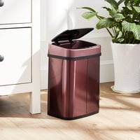 Amazon Basics Automatikus Rozsdamentes Acél Szemeteskuka, Szögletes, 12 literes, Burgundi Vörös 2