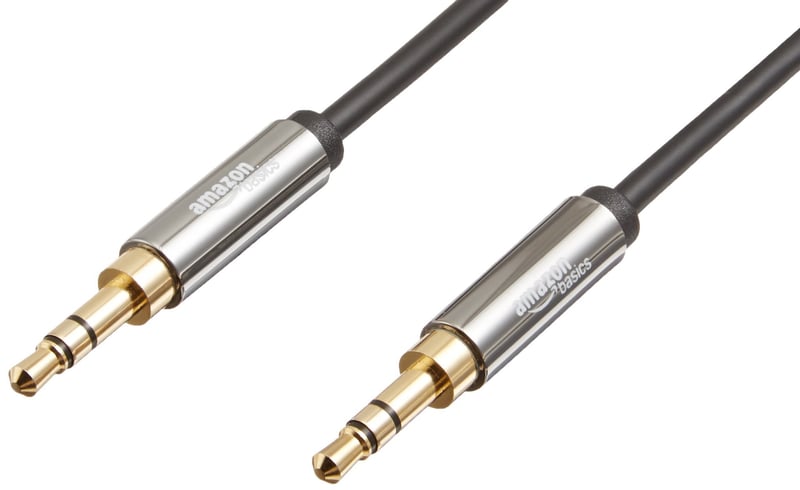 Audio kábel Amazon Basics AUX, stereo, 3,5 mm jack konektor, 1,2 m, čierny