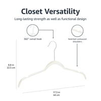 Amazon Basics baršunaste vješalice za košulje i haljine, boja slonovače, pakiranje od 50 komada, širina 41,4 cm 8