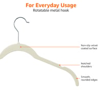 Amazon Basics baršunaste vješalice za košulje i haljine, boja slonovače, pakiranje od 50 komada, širina 41,4 cm 4