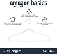 Amazon Basics Bársony Öltöny Akasztó Csúszásmentes Rózsaszín 50 db - Pack of 50, Rose Gold 2