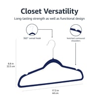 Set umerașe din catifea Amazon Basics – Subțiri, antiderapante, bleumarin/argintiu, 50 buc. 5