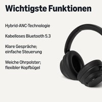 Bezdrôtové slúchadlá Amazon Basics Bluetooth 5.3 s aktívnym potlačením hluku, výdrž batérie 35 – 45 hodín, 3 hudobné režimy, čierne 2