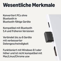 Amazon Basics Bluetooth 5.4 USB adaptér k PC, čierny USB prijímač pre myš, klávesnicu, notebook, kompatibilný s Windows 11/10/8.1 2