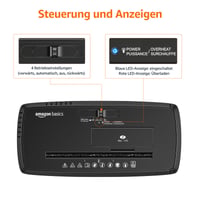 Amazon Basics Csíkos Iratmegsemmisítő, 8 lap, A4 dokumentumokhoz, CD-khez és bankkártyákhoz, 13 literes gyűjtőtálca, fekete 5