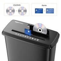 Amazon Basics Csíkos Iratmegsemmisítő, 8 lap, A4 dokumentumokhoz, CD-khez és bankkártyákhoz, 13 literes gyűjtőtálca, fekete 4