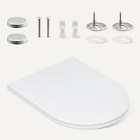WC sedadlo Amazon Basics v tvare D, biele, so systémom pomalého sklápania Soft Close, rýchloupínacími pántmi, univerzálnou veľkosťou, antistatickým močovinovým povrchom a porcelánovou úpravou 4