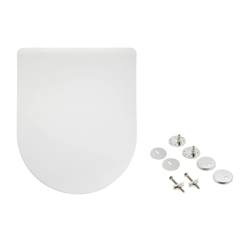 WC sedadlo Amazon Basics v tvare D, z močoviny, matný biely povrch, 36,5 x 43 cm