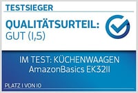 Cântar de bucătărie digital Amazon Basics cu afișaj LCD, oțel inoxidabil, fără BPA, max. 5 kg, negru, baterii incluse 9