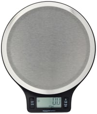 Cântar de bucătărie digital Amazon Basics cu afișaj LCD, oțel inoxidabil, fără BPA, max. 5 kg, negru, baterii incluse 1