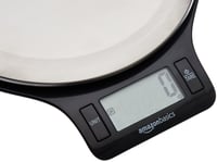 Cântar de bucătărie digital Amazon Basics cu afișaj LCD, oțel inoxidabil, fără BPA, max. 5 kg, negru, baterii incluse 5