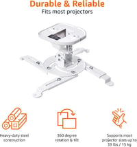 Amazon Basics dönthető mennyezeti/fali projektorkonzol, 15 kg - fehér 3