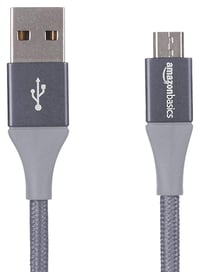 Amazon Basics dvojito opletený nylonový kábel USB 2.0 A – Micro-B – tmavosivý – 3 m 1