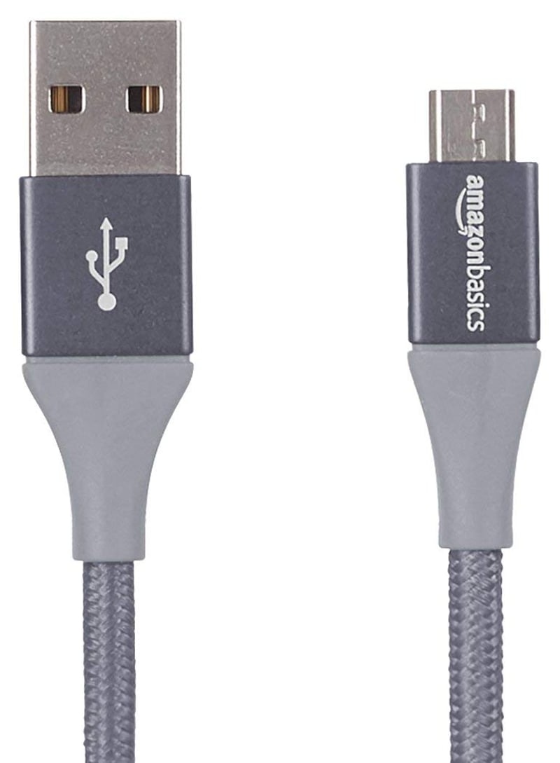 Amazon Basics dvojito opletený nylonový kábel USB 2.0 A – Micro-B – tmavosivý – 3 m