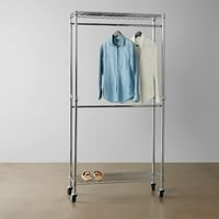 Amazon Basics dvostruki stalak za odjeću s podesivim policama, kromirani metal, nosivost do 181 kg, 91x35,5x183 cm, za spavaću sobu i hodnik 6
