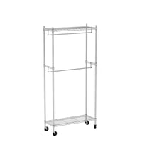 Amazon Basics dvostruki stalak za odjeću s podesivim policama, kromirani metal, nosivost do 181 kg, 91x35,5x183 cm, za spavaću sobu i hodnik 2