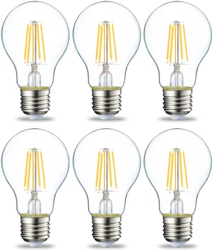 Amazon Basics E27 LED žarulja, 4,3W (ekvivalent 40W), topla bijela, 2700K, prozirna filament, nije prigušiva, 6 komada