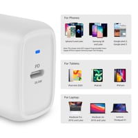 Sieťová nabíjačka Amazon Basics USB-C, 20 W, biela, EU konektor, kompaktný sieťový adaptér 5