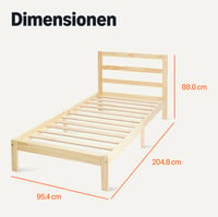Amazon Basics Jednolôžková posteľ s čelom, rám postele z masívneho borovicového dreva s lamelovým roštom, 90x200 cm, biela 2