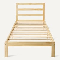 Amazon Basics Jednolôžková posteľ s čelom, rám postele z masívneho borovicového dreva s lamelovým roštom, 90x200 cm, biela 5