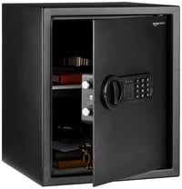 Elektronický oceľový trezor Amazon Basics s programovateľnou digitálnou klávesnicou na šperky a cennosti, 43 l, 35x33x42 cm, čierny 1