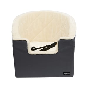 Amazon Basics povišena autosjedalica za kućne ljubimce, siva, 45,7 x 45,7 x 40,6 cm, plišana unutrašnjost, sigurnosni pojas, mala veličina
