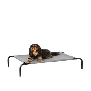Pătuț răcoritor înălțat pentru câini Amazon Basics, mărimea S, 90x55x19 cm, gri, suprafață textilă respirabilă, cadru din oțel, pentru utilizare în interior și exterior