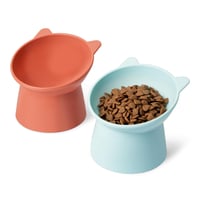 Set boluri înălțate pentru pisici Amazon Basics, 2 bucăți, formă de urechi de pisică, 13,2 x 13,2 x 11,4 cm, portocaliu și albastru 1
