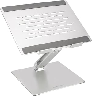 Suport ergonomic pentru laptop Amazon Basics, unghi reglabil, orificii de ventilație, pentru laptopuri de 10-17 inchi (25,4-43,2 cm), argintiu