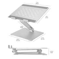Suport ergonomic pentru laptop Amazon Basics, unghi reglabil, orificii de ventilație, pentru laptopuri de 10-17 inchi (25,4-43,2 cm), argintiu 6