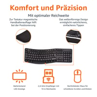 Ergonomická bezdrôtová súprava klávesnice a myši Amazon Basics, nemecké rozloženie, čierna 4